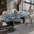 79" Luxury Blue Faux Marble Modern Rectangular Dining Table for 6,Stainless Steel Base