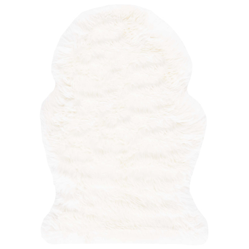 Tapis blanc en peau de mouton fait à la main Mera, Rectangle 2 pi x 5 pi