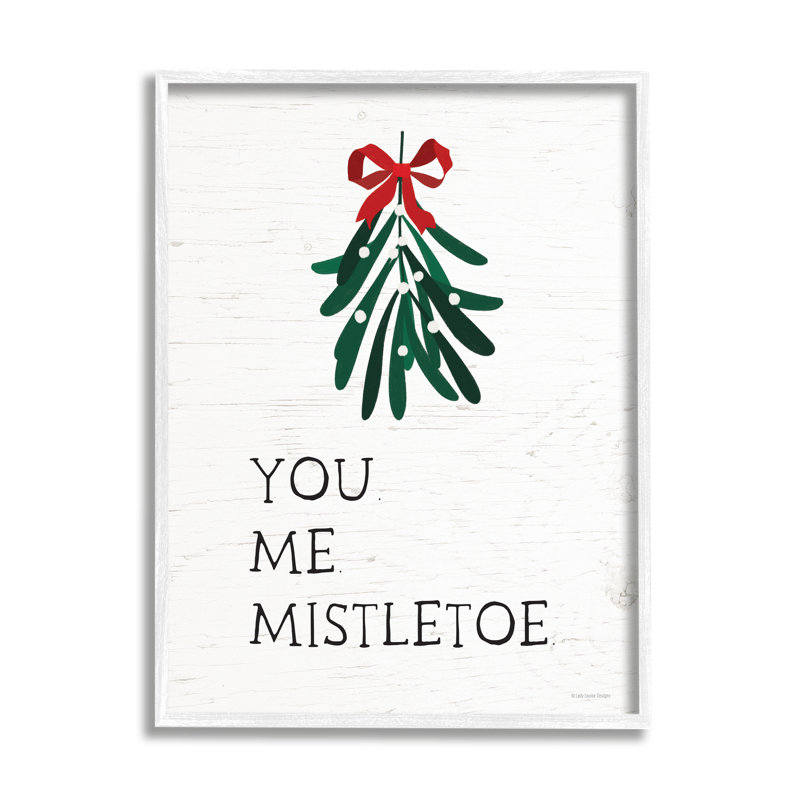 You You Me Mistletoe, H 20 po x l 16 po x P 1,5 po, Giclée encadrée blanc bord de mer