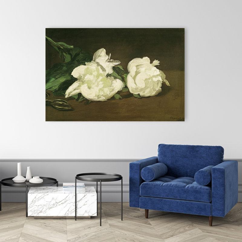 Branch Of White Peonies And Secateurs, 1864 Abstract Contemporary Wall Art Print, 101.6cm H x 152.4cm W