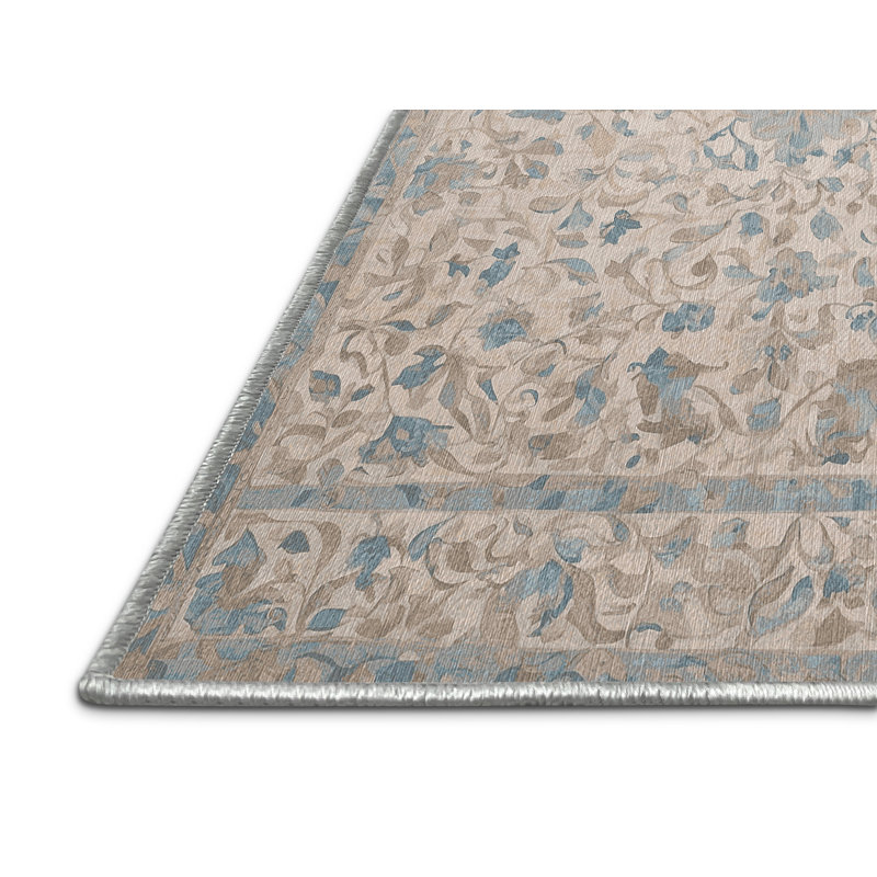 Machine Washable Beige Area Rug, Runner 2' x 4'