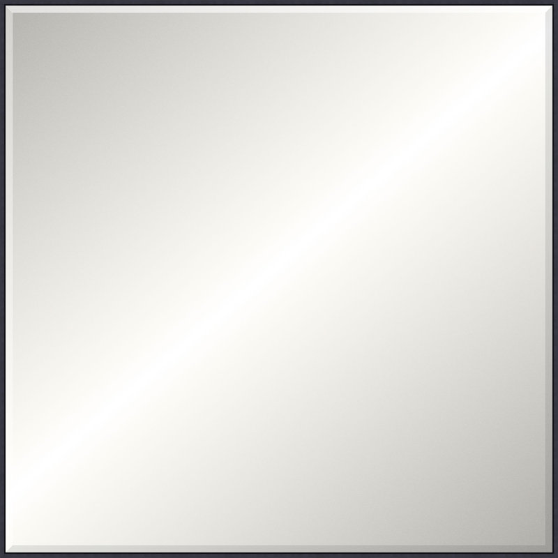 Floater 2 Solid Wood Beveled Mirror, 49.25" x 49.25", Matte Black, Square
