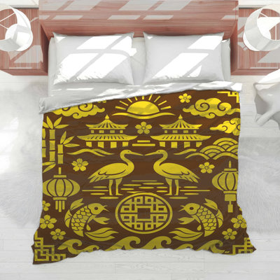 Asian Cultural Symbols Comforter