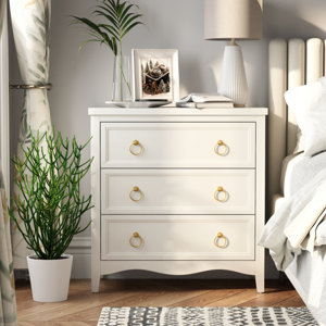 Vinton Three Drawer Accent Chest, white modern nightstand