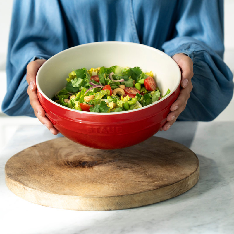 Ceramic 2 Piece Nested Mixing Bowl Set, Cherry