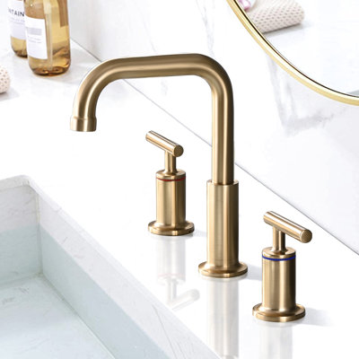 Robinet de salle de bain brossé doré 8 po - Laiton massif robuste, bec pivotant à 360 °, valves à disque en céramique goutte à goutte, arc élevé pour une utilisation efficace de l'eau dans la fabrication en laiton de couleur brossée, bec rotatif à écoulement