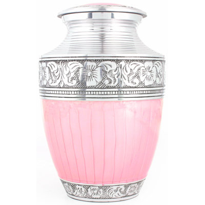 Alpha Living Home Cremation Urn for Human Ashes, 200+ cu in, Pink Silver