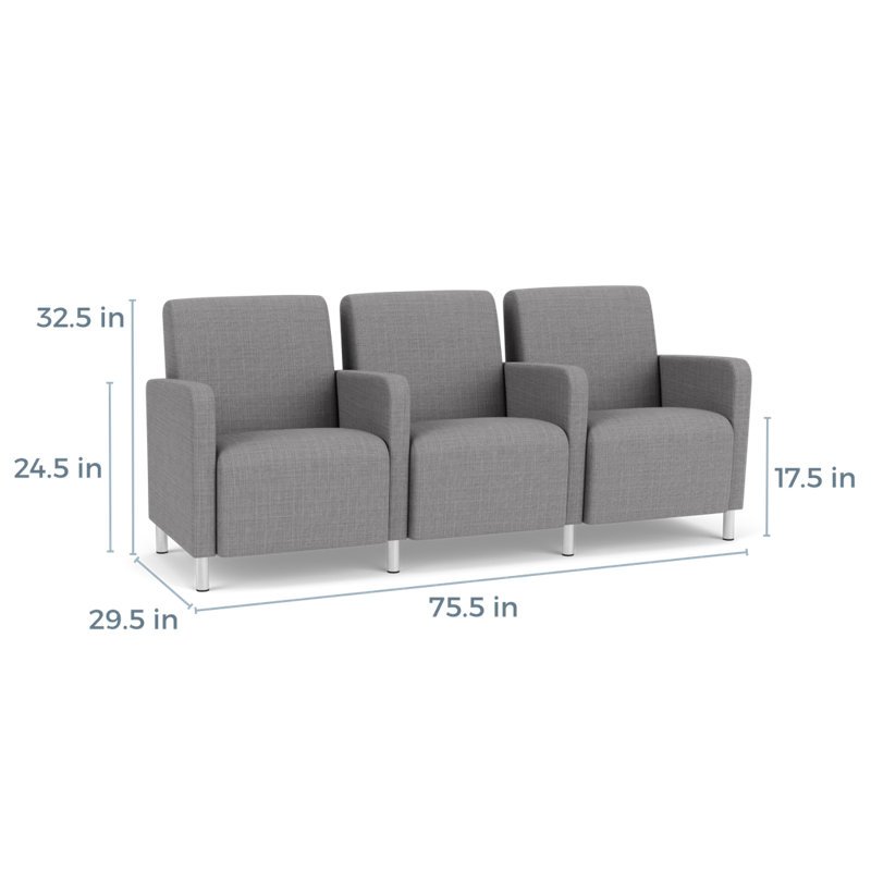 Sièges tandem Ravenna, Acier brossé, Gris chambray