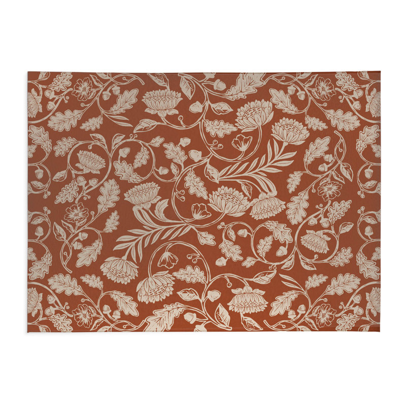 Tapis de cuisine antidérapant Autumn Vines, Épice / terre cuite, Rectangle 5 pi x 7 pi