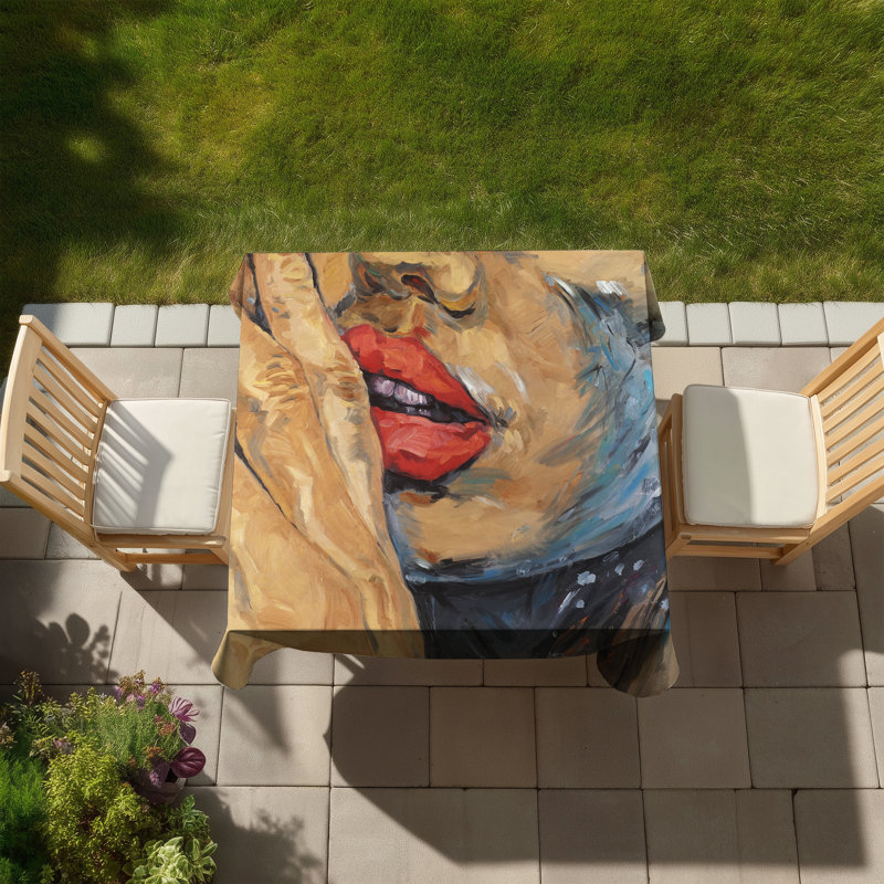 Shushing Lips Closeup Tablecloth | Contemporary Office Decor