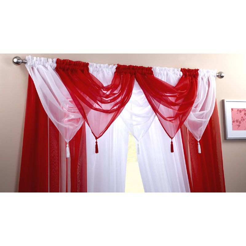 Kelch Sheer Curtain Single Panel, 55.88 W x 45.72 D cm, Red