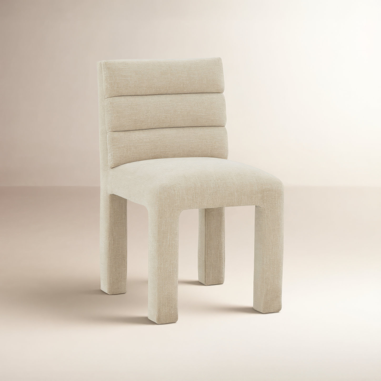 Shepha Tufted Side Chair, Beige Linen