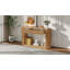Console ovale cannelée avec 2 tiroirs et tablette inférieure, table d'entrée en bois avec glissières en métal lisse pour le salon-486706075