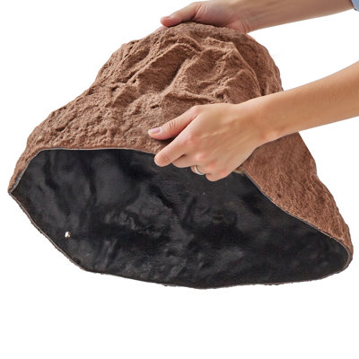 Housse artificielle en fausse pierre, couverture de pompe pour puits de roche d'extérieur, texture naturelle réaliste, rocher artificiel en polyrésine léger et résistant aux intempéries pour l'aménagement de jardin, brun, petit format