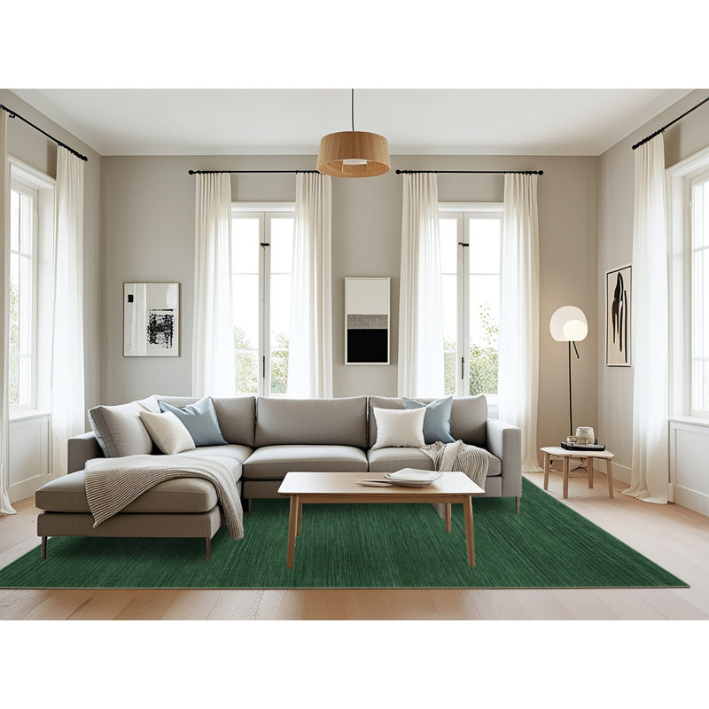 Tapis vert uni lavable à la machine, Rectangulaire 8 pi x 12 pi