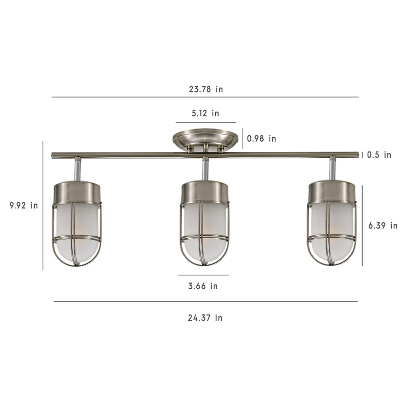 24.37'' 3 -Light Fixed Track Track Kit with Dimmable and Adjustable Head