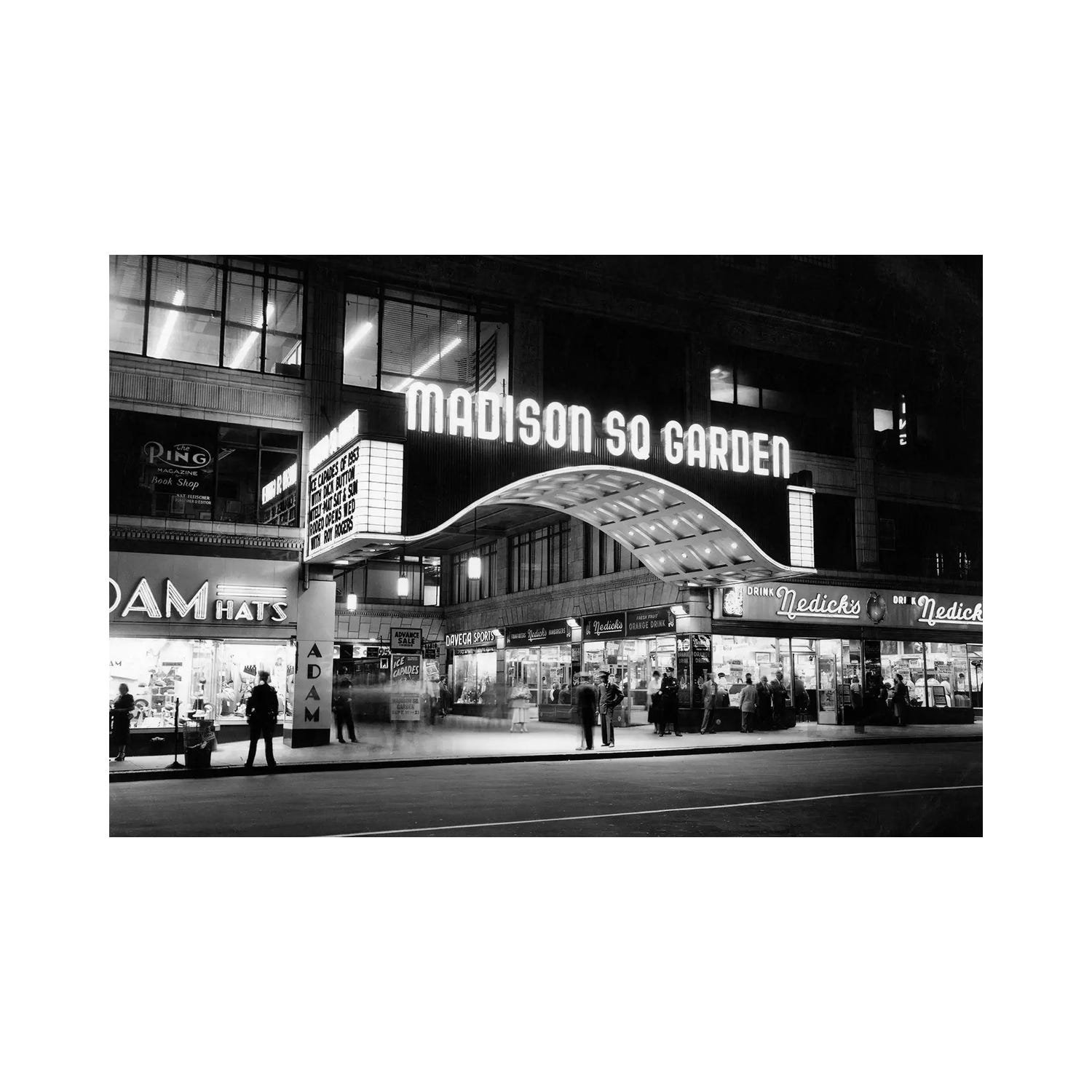 Latitude Run 1950s Madison Square Garden Marquee Night West 49Th Street