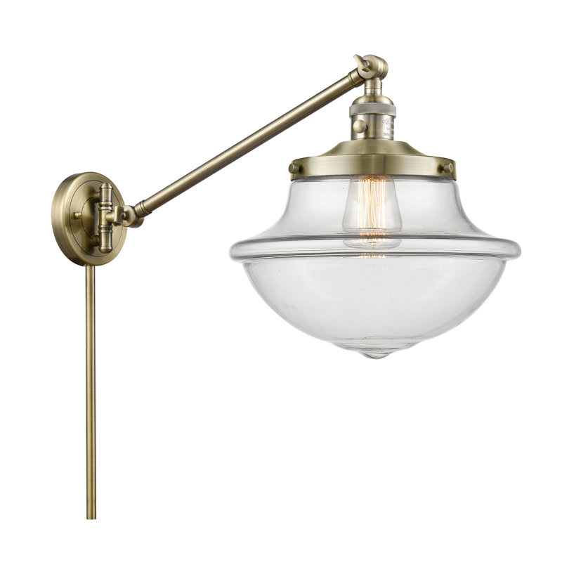 Theresa Plug-in Swing Arm Sconce, Antique Brass, Clear, Bulb Not Included
