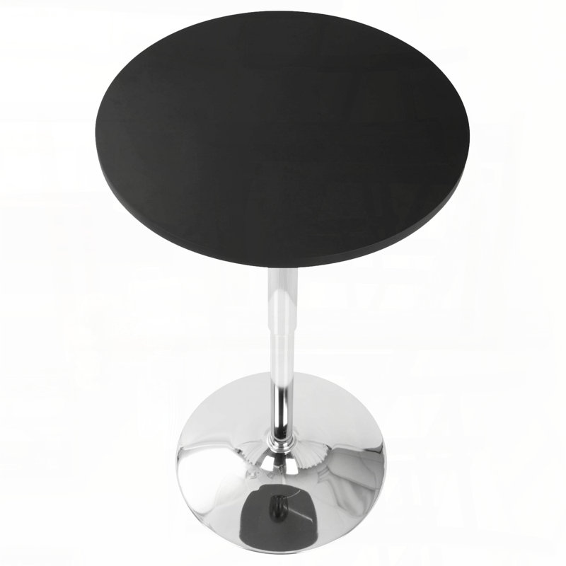 Table de bar réglable avec relevage hydraulique - noir, Noir, Bois massif + manufacturé
