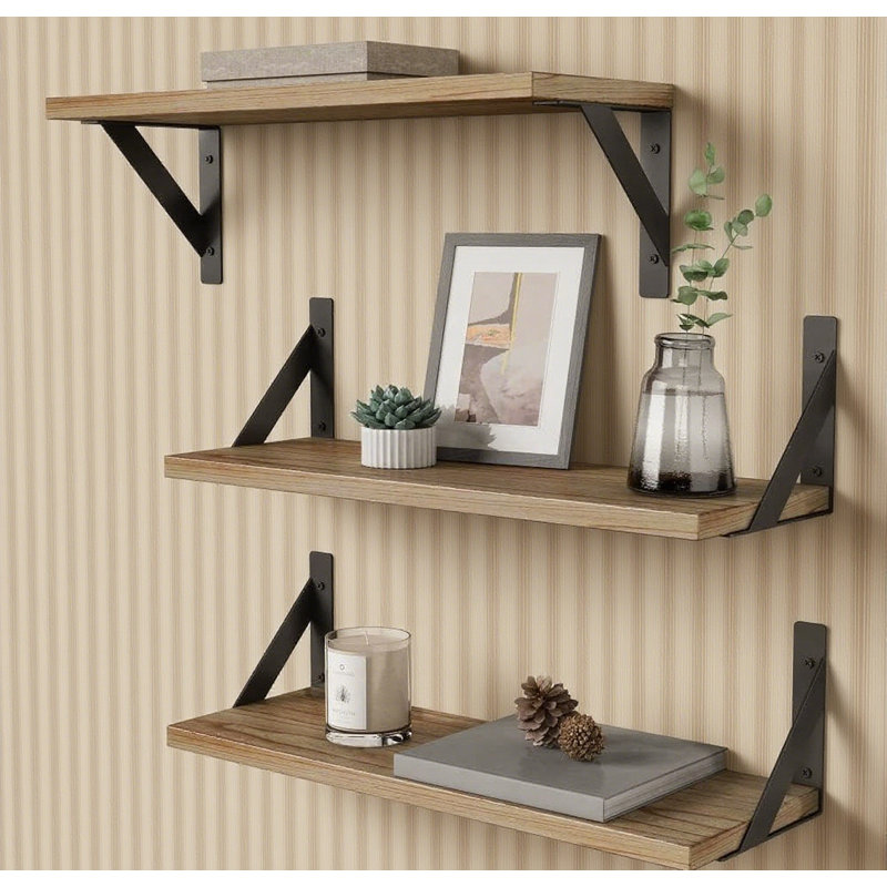 Floating Shelves Set Of 3, Wall Mounted Shelves For Home Decor, Rustic Modern Shelving For Living Room, Bedroom, Office, And Classroom