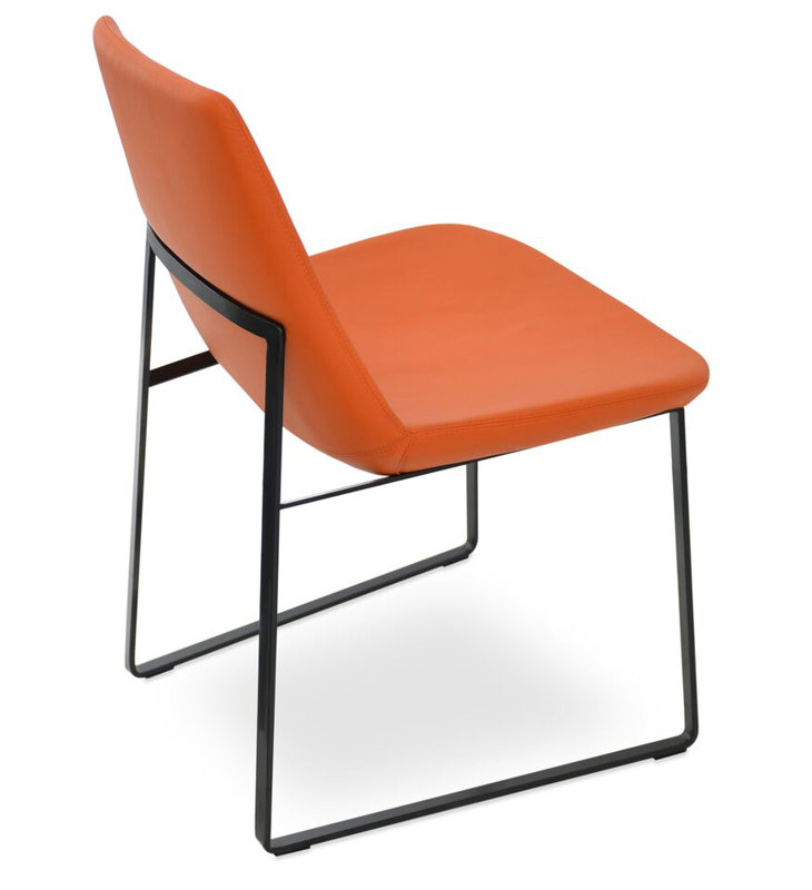 Chaise d'appoint Eiffel, Polyuréthane orange, Acier inoxydable
