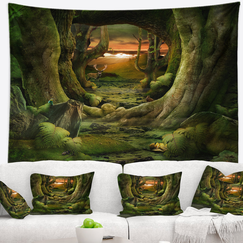 Tapisserie tunnel paradise green landscape, H 32 po x l 39 po