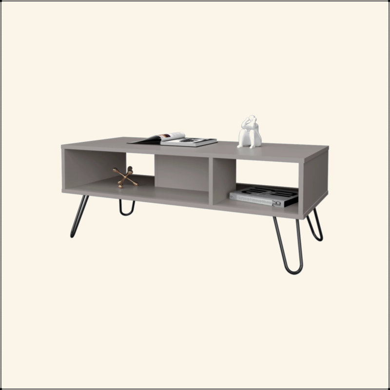 Smoke Coffe Table With 2 Shelf