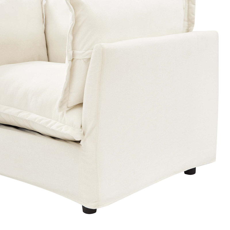 Canapé confortable en chenille avec repose-pieds