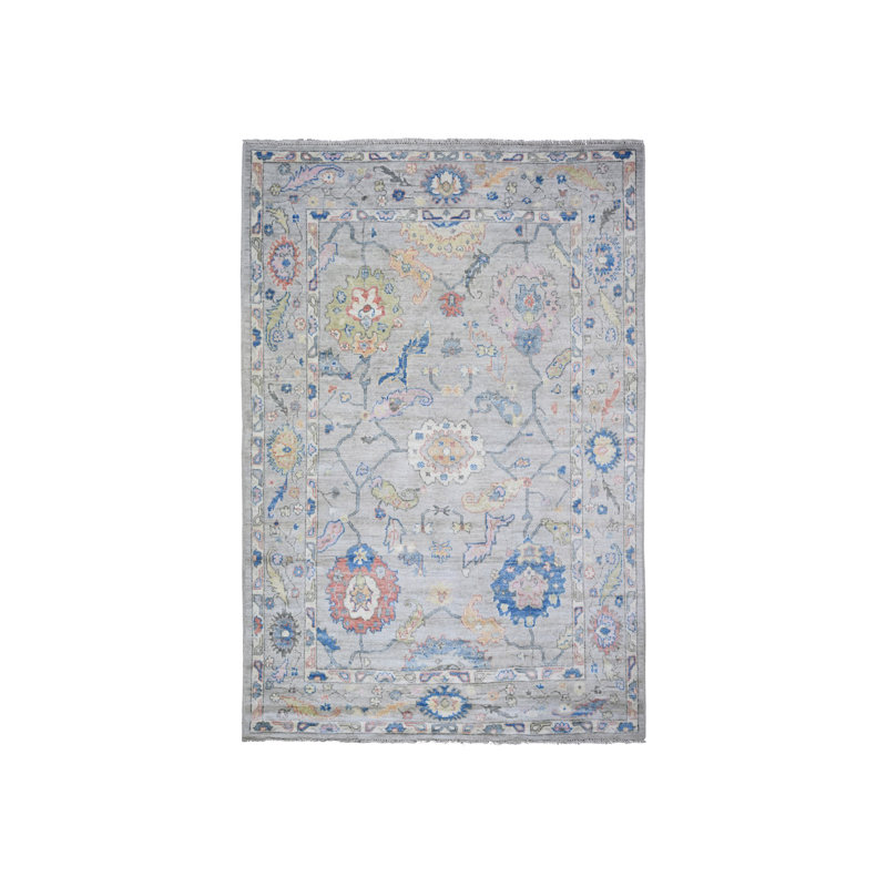 Tapis angus en laine noué à la main 5 pi 10 po x 8 pi 8 po Angora