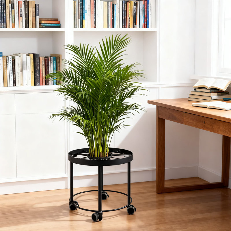 Support robuste pour plante à roulettes avec roues verrouillables et garde-corps, pot à fleurs en métal à 2 niveaux pour plantes d'intérieur en pot, capacité de 250 lb