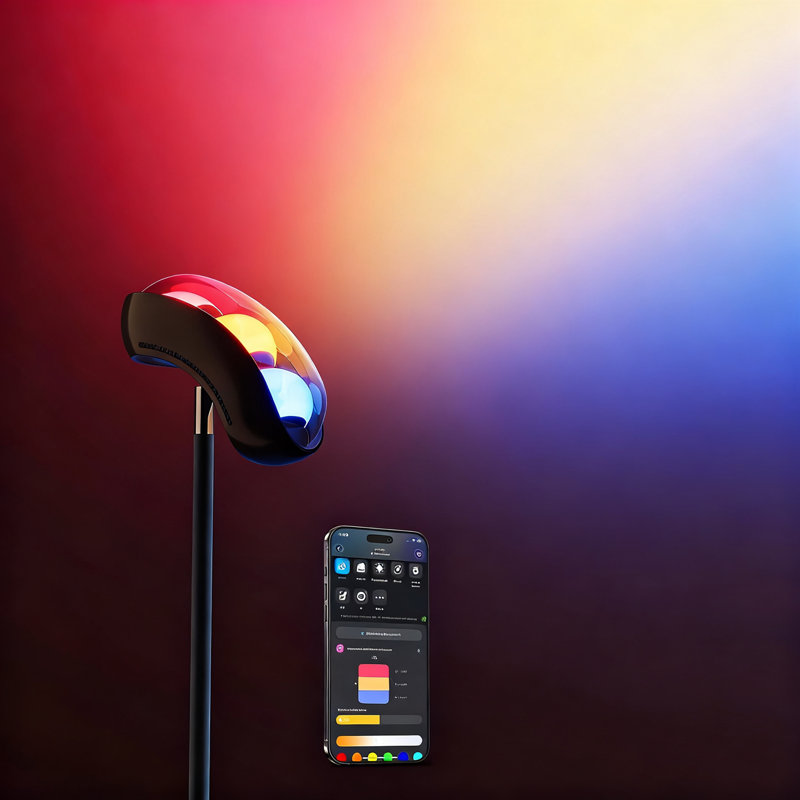 Lampe sur pied intelligente avec matière et Alexa - Lampe sur pied à changement de couleur RVBIC avec 77 modes scène, synchro musicale, lumière d'angle moderne de 67 po pour le salon et la chambre à coucher