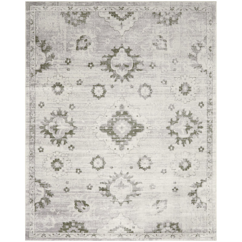 Bungalow Rose Brana Machine Washable Ivory Vintage Indoor Rug, Rectangle 7'10" x 10'