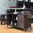 Solid Wood Bar Table - Spice Rack & 4 Lockable Wheels Dark Brown Outdoor Grill Cart With Removable Shelf-716956484