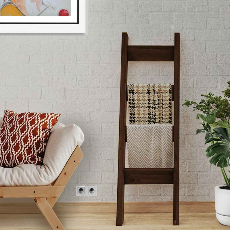 Odelle Wood 4 Towel Stand, Walnut