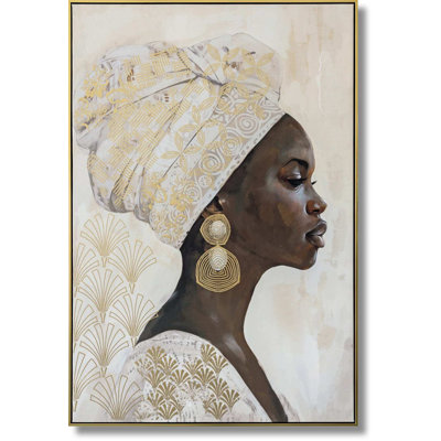 Art mural sur toile Golden Regal Profile Portrait - 33 po x 48 po - cadre doré