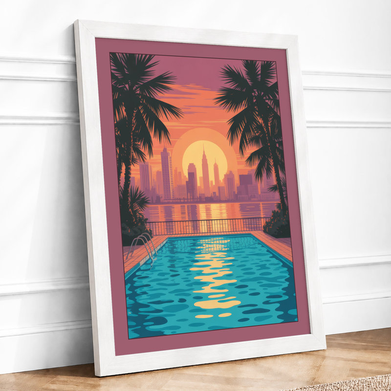 Sunset Paradise Tropical - Framed Print, A3 - 42.0 x 29.7 cm, White