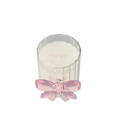 3.5" Glass Candle With Bow Sparkling Champagne 7.1 Oz