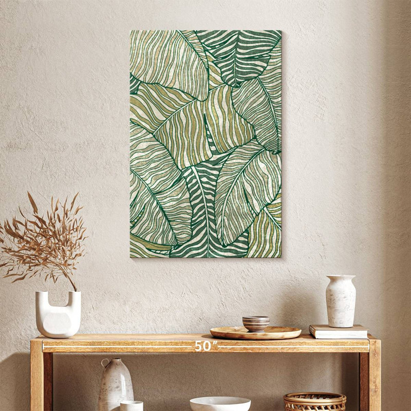 Feuille de bananier à feuilles sur toile, H 36 po x l 24 po x P 1,25 po