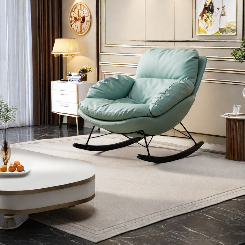 Chaise berçante en cuir et en acier au carbone