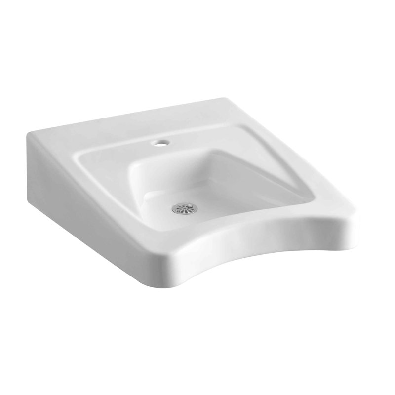Morningside Ceramic 20" Wall Mount Bathroom Sink with Overflow, White, Single