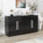 Sideboard Buffet Cabinet With Storage And Adjustable Shelves, Silver Handles For Kitchen, Dining Room, Or Living Room, Black-884680677