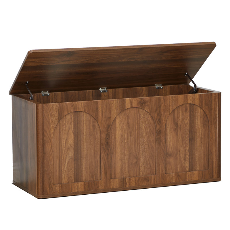 Banc de rangement d'entrée 39,37 po avec plateau rabattable, Noyer