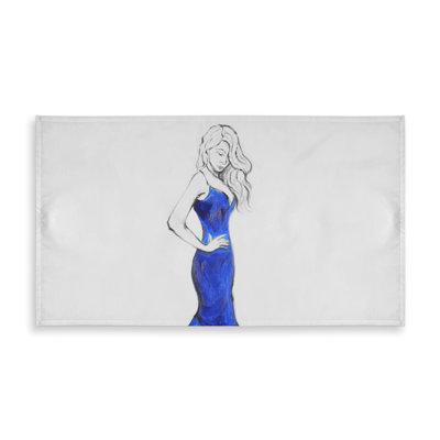 Fashion Bedroom Blue Tablecloth | Lady in Dress | Home Decor