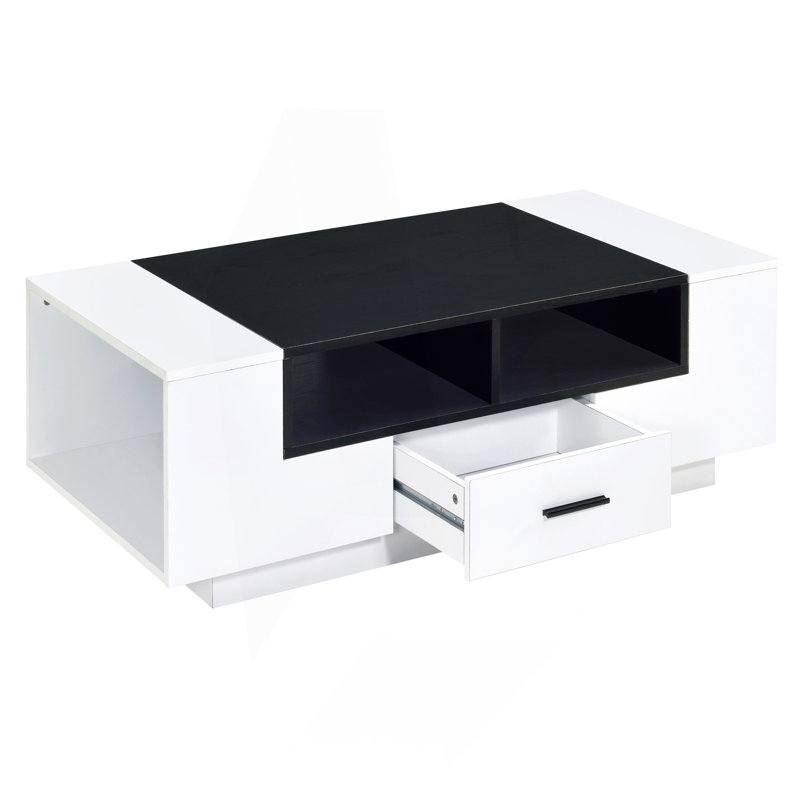 Table basse blanche et noire avec rangement