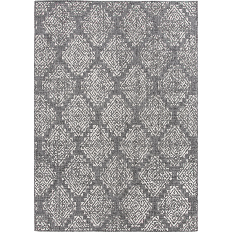 Bungalow Rose Perkinson Grey Global Indoor Polypropylene Area Rug, Rectangle 3'3.37" x 5'2.99"