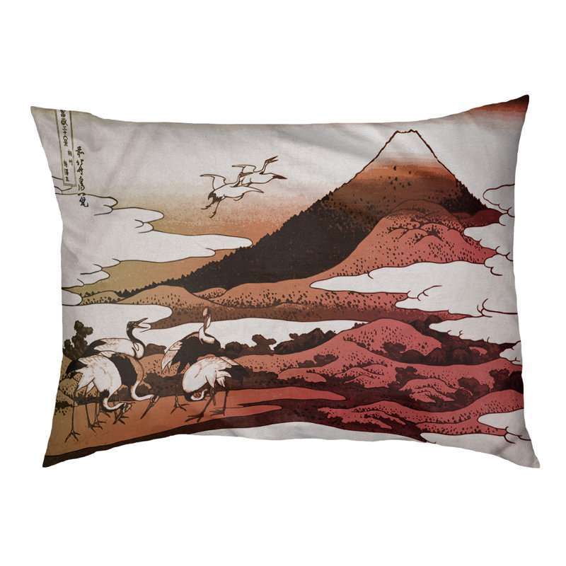 Coussin de concepteur japonais pour grues Burkart, L 42 po x l 52 po, Orange / Brun foncé