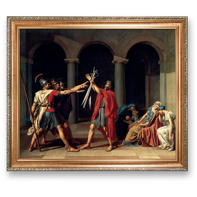The Oath of the Horatii by Jacques-Louis David Framed Size:34.5 x 28.5 inches,Image Size:30x24 inches,Luxurious Gold Embossing Frame The World Classic Art Reproductions,Wall Art for Home Décor
