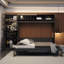 Lit escamotable mural avec canapé, tablettes USB et lumière Murphy-740172505-740172506