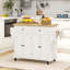 Îlot de cuisine sur roulettes, chariot à roulettes avec plateau en bois d'hévéa, porte-épices, porte-serviettes et tiroirs pour la salle à manger-88366023