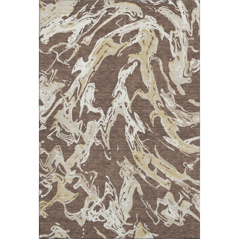Premium Machine Washable Corum AMF1035 Abstract Rug, Rectangle 5' x 7'6"